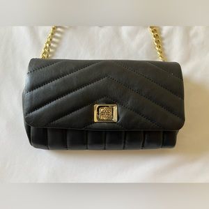 Antonio Melani Black Quilted Leather Crossbody Bag